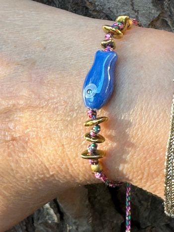 Bracelet cordon tressé coulissant poisson bleu neuf