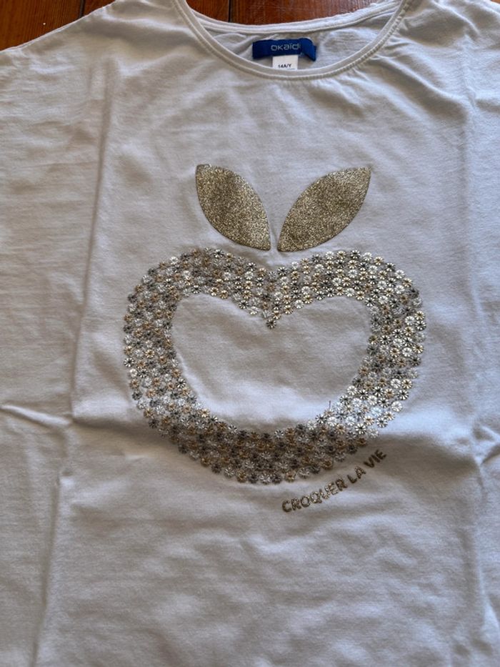 TEE shirt pomme okaidi doré 14a - photo numéro 2