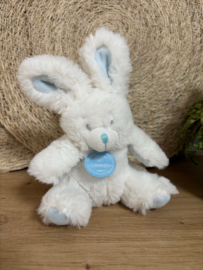 Doudou hochet lapin blanc bleu grelot doudou et compagnie - photo numéro 4