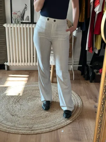 Pantalon Morgan blanc rayé bleu taille 36 neuf