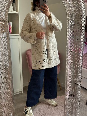 Cardigan kimono veste en macramé crochet
