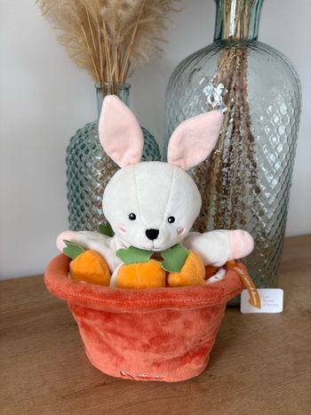 Peluche de Pâques lapin marionnette cache cache carottes