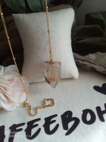 Chaîne de pendule avec pierre naturelle de quartz chlorite