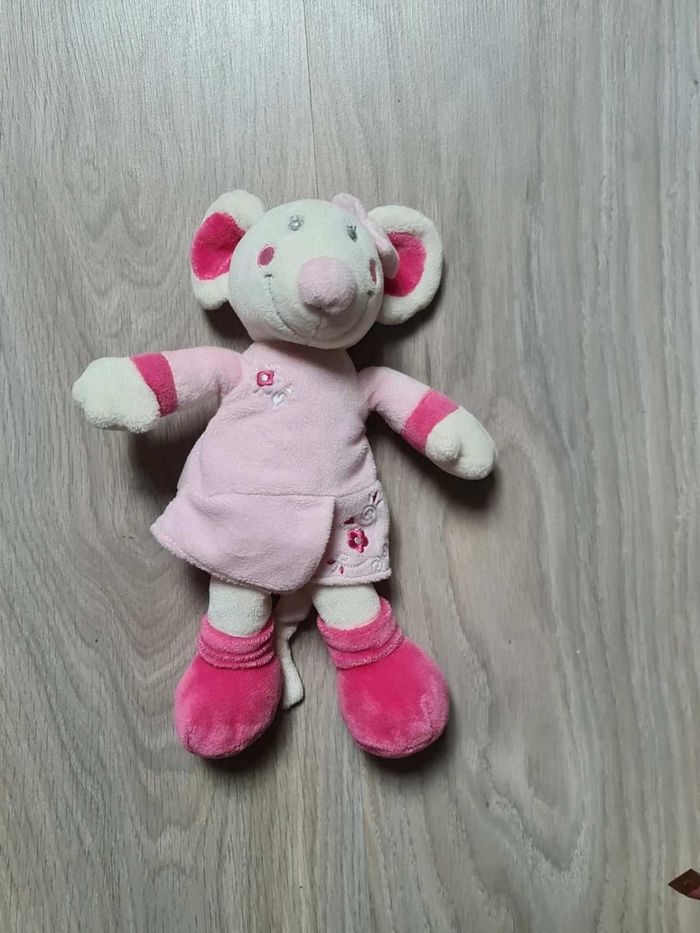 Peluche doudou enfant souris rose gemo vetir - photo numéro 2
