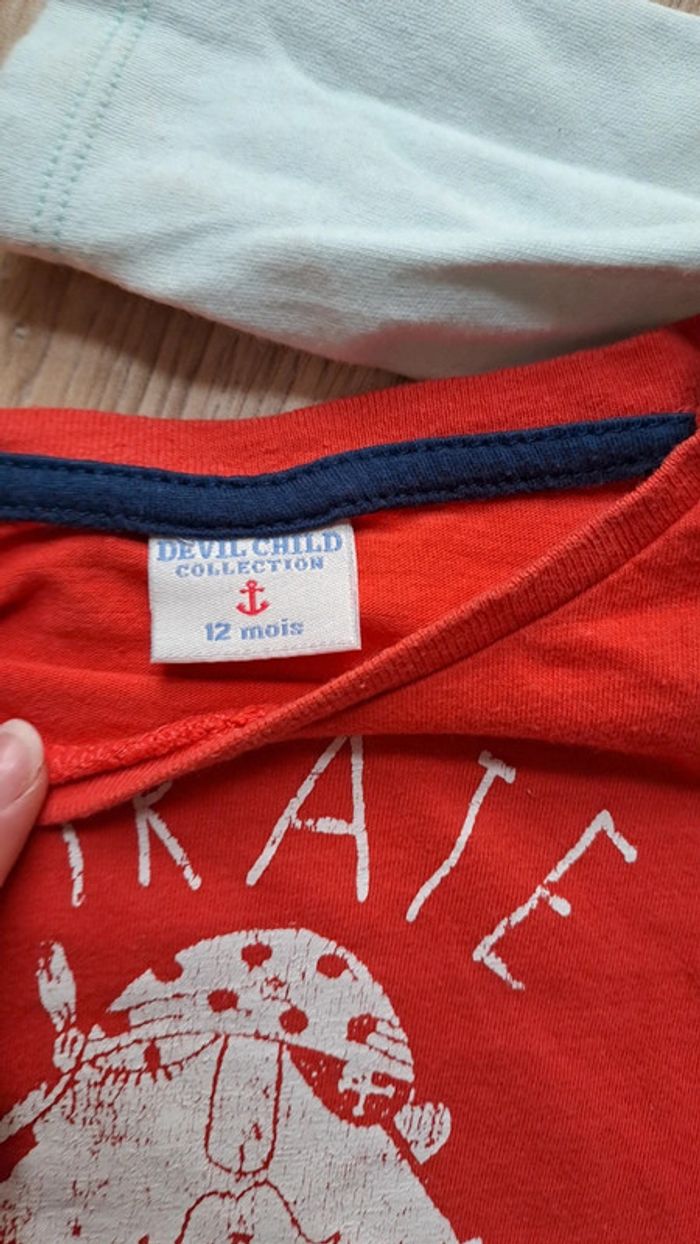 Lot de 2 t-shirts manches longues garçon taille 12 mois - photo numéro 3