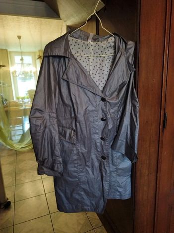 Manteau trench coat gris en lin vintage 42/44
