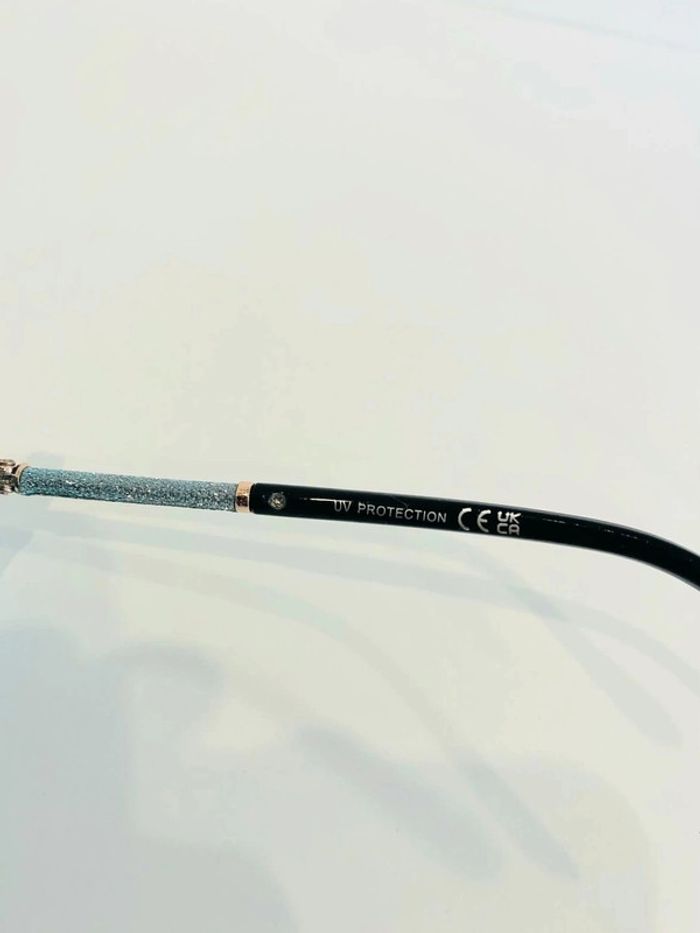 Lunette de soleil femme noire et turquoise bras en strass UV protection catégorie 3 - photo numéro 6