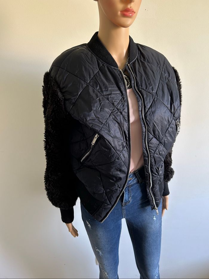 Manteau noir bi matière IKKS taille 36 TBE - photo numéro 2