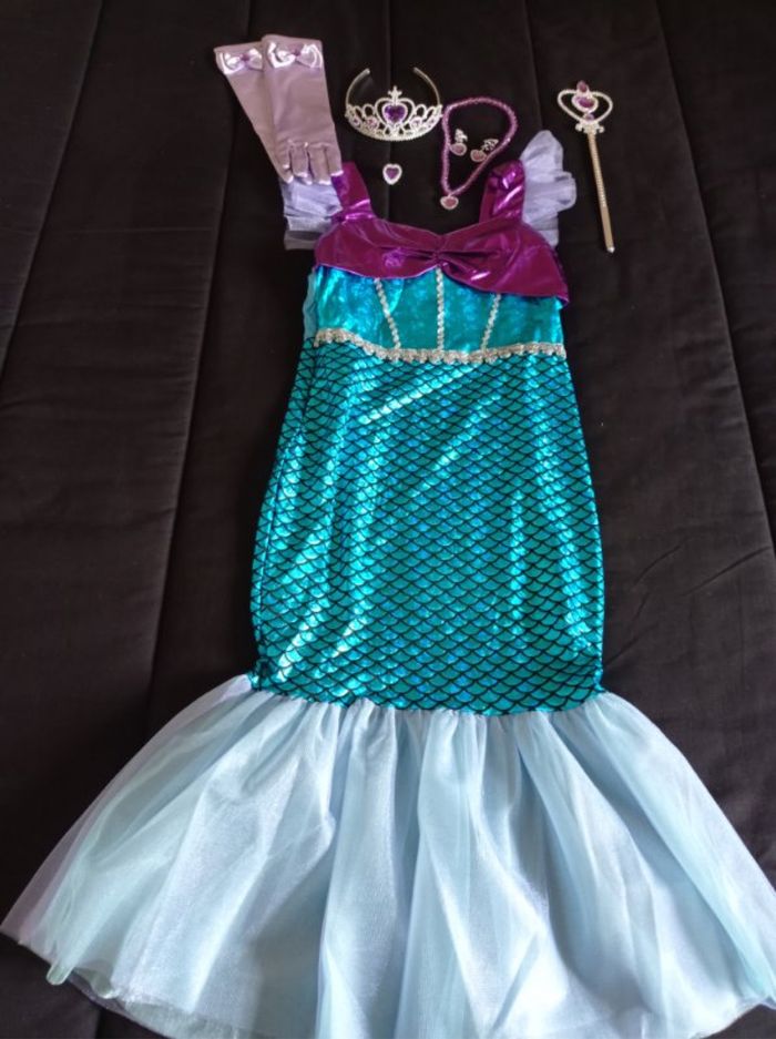 Déguisement sirène turquoise et accessoires 6ans
