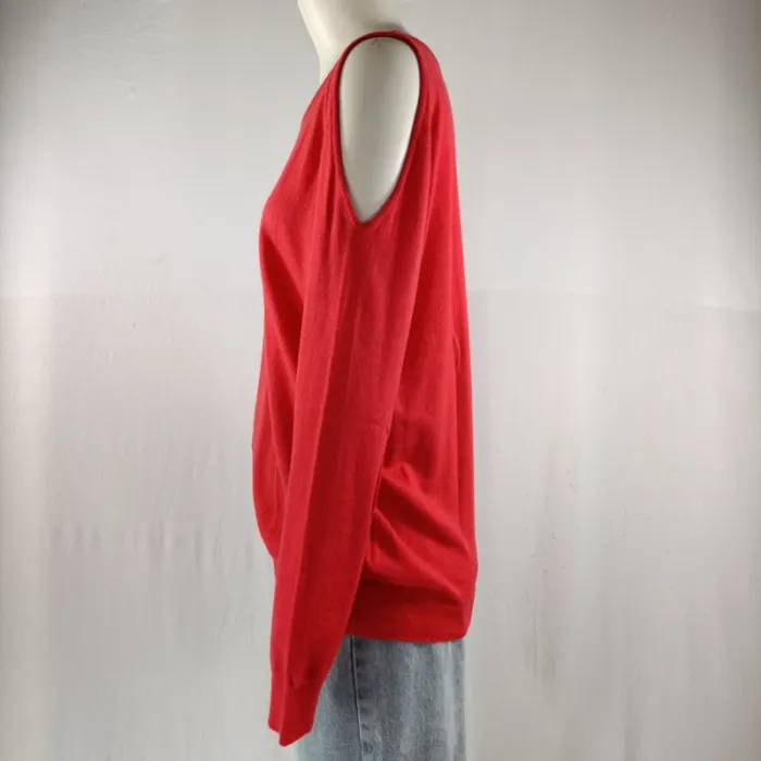 Pull très fin rouge Les Petites Paris col bateau manches longues doux et fluide taille S A1202 - photo numéro 3