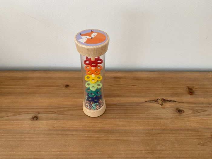 Bâton de pluie en bois motif chat et renard L'atelier du Bois