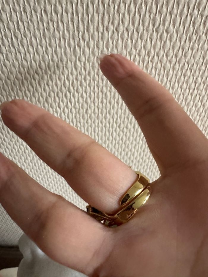 Grosse bague réglable fleurs labradorite et quartz fraise HABAHA Paris - photo numéro 3