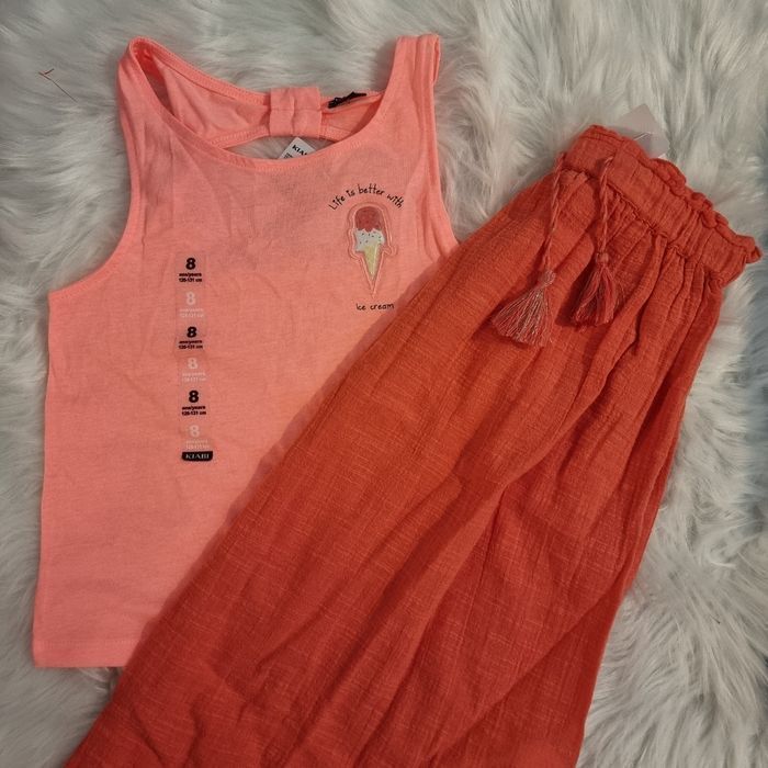 NEUFS (NON PORTÉS)🏷🏷🤩🤩 SUPERBE ensemble débardeur et jupe longue 8 ans fille ⚘️⚘️⚘️