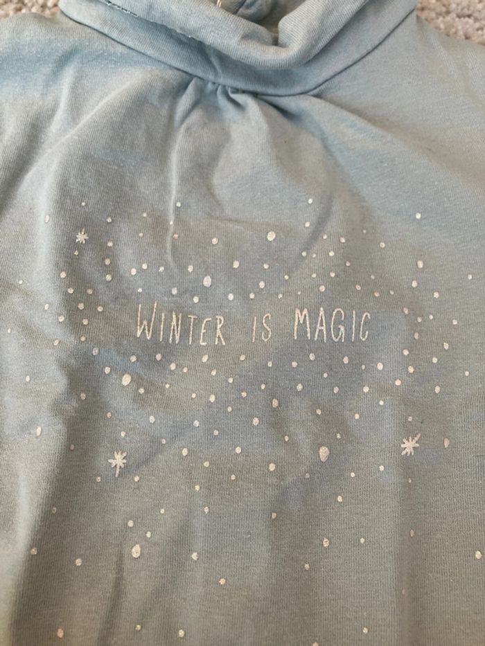 Lot de 2 tee-shirts col roulé manches longues thèmes nuit neige pailletée fille - 9 mois - orchestra - photo numéro 3