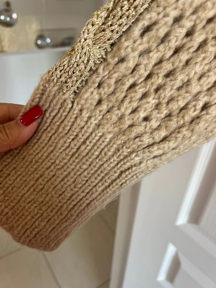 Pull Zara, beige et doré - photo numéro 5