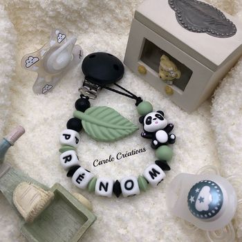 Attache tétine personnalisé en silicone panda 