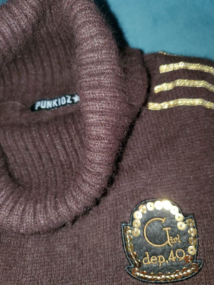robe / tunique hiver marron doré laine fille 8 ans - photo numéro 4