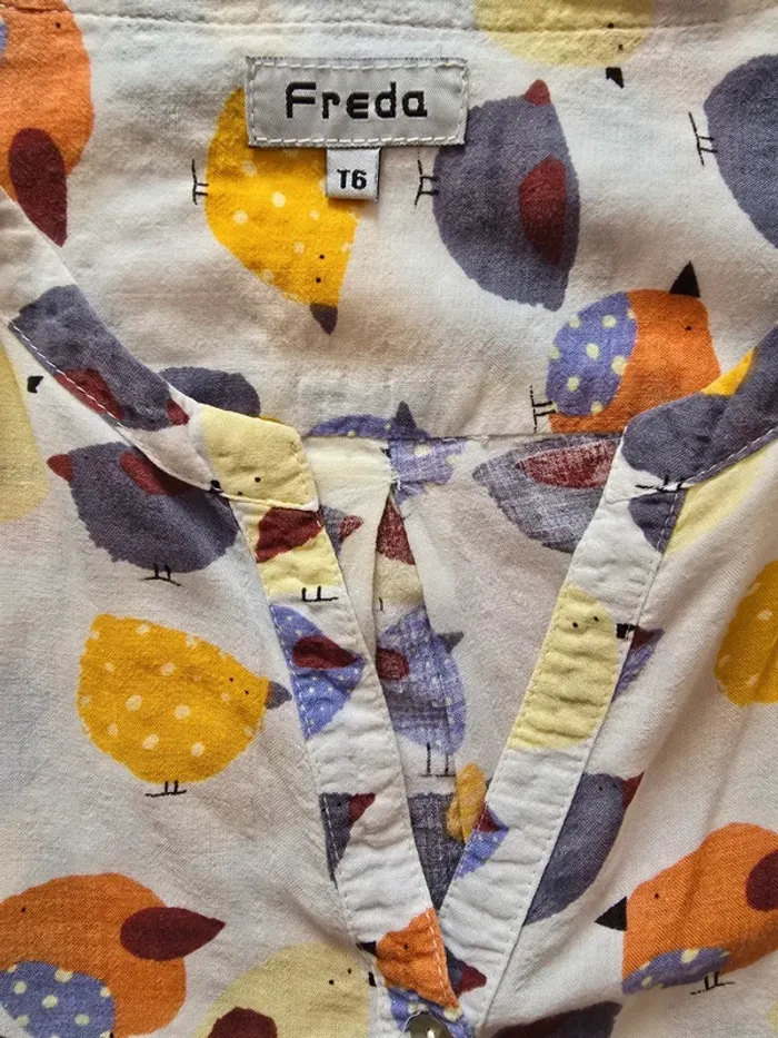 Blouse Col V, multicolore avec motif - photo numéro 9