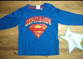 Tee-shirt manches longues 6-9 mois superman