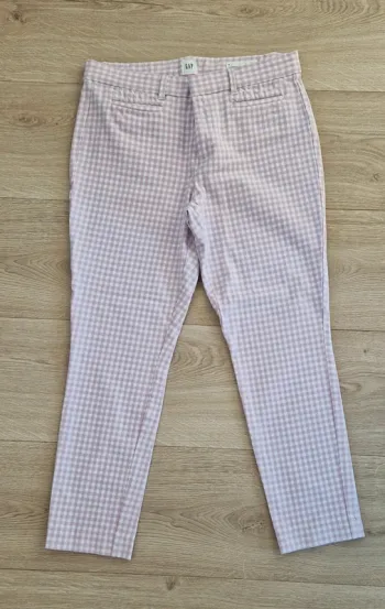 Pantalon blanc rose Vichy