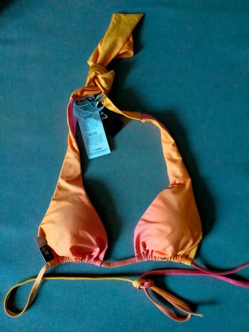 Haut de bikini triangle dégradé orange/rose – ETAM – Taille 36