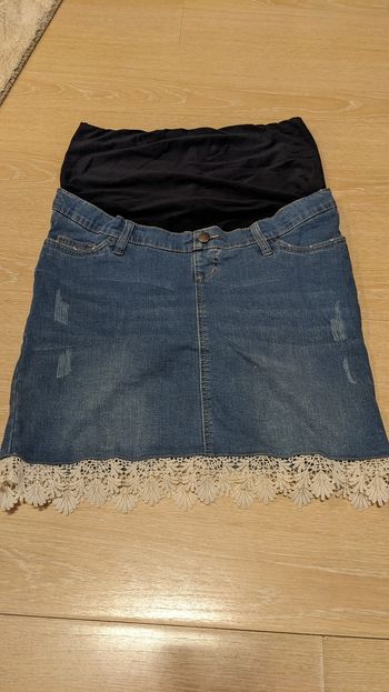 Jupe d'été jeans dentelle de grossesse