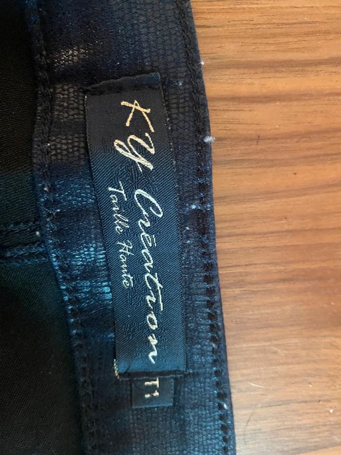 Jean femme taille haute imitation cuir- KY creation- taille 1/S neuf - photo numéro 7