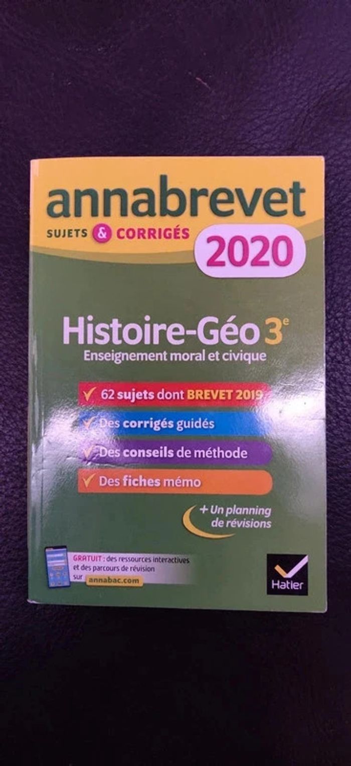 Neuf annabrevet 2020 Histoire Géo 3ème