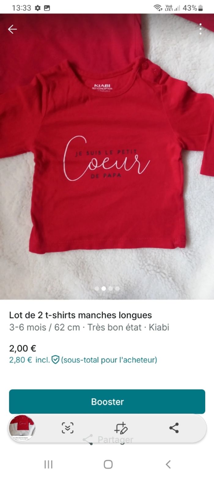 Lot 2 t-shirts manches longues - photo numéro 2