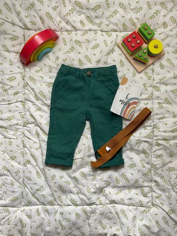 pantalon vert avec ceinture 6 mois taille réglable tape à l'oeil