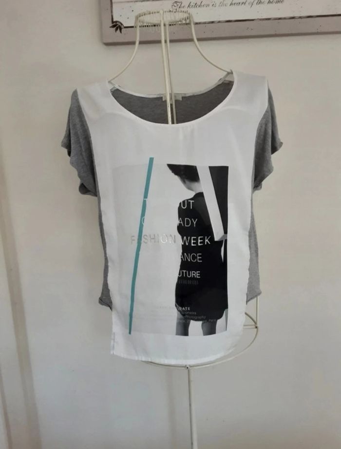 Tee shirt gris et blanc Grain de malice T 36 - photo numéro 4