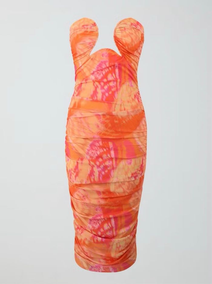 Robe de soirée orange Gina Tricot – Taille M - photo numéro 6