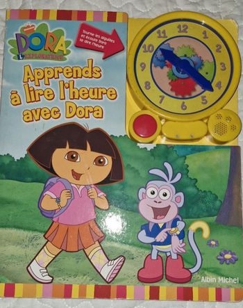 Livre enfant apprend à lire l'heure avec Dora