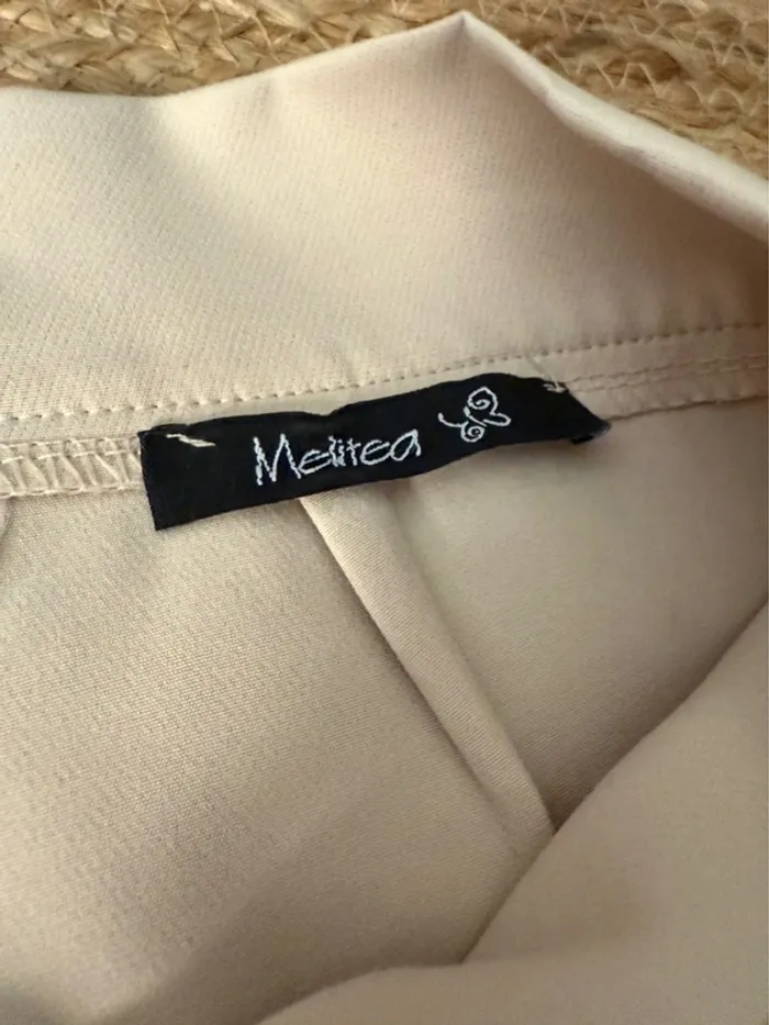 Pantalon large beige clair taille haute S (Marque Meitea) - photo numéro 2