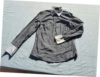 Chemisier neuf Oliver Grant 38 rayé gris anthracite et blanc