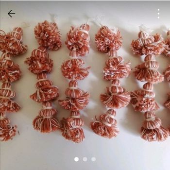 Lot de 6 pompons long marron pour loisirs créatifs