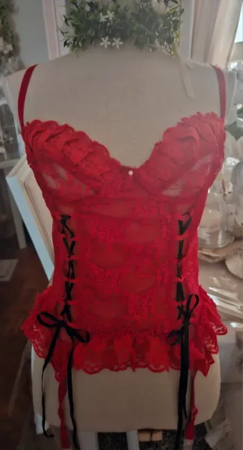 Bustier guêpière rouge Création Richard Fhal Taille XL Neuf