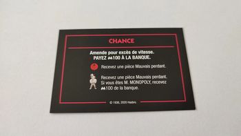 Carte Chance Excès de vitesse jeu de société Monopoly mauvais perdants Hasbro Gaming #B77