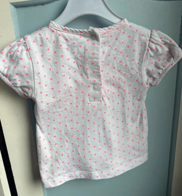 👕 Tee-shirt pois corail – 9 mois – Gémo 🌸 - photo numéro 2