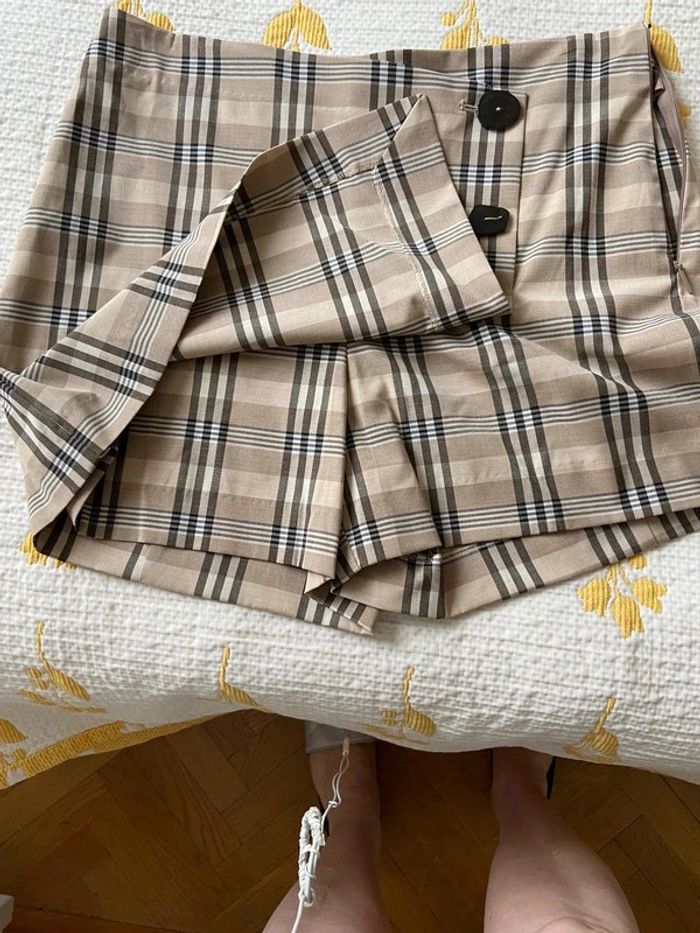 Jupe-short beige/marron mango longueur 38 cm taille 38 neuf Polyester, Viscose, Élasthanne