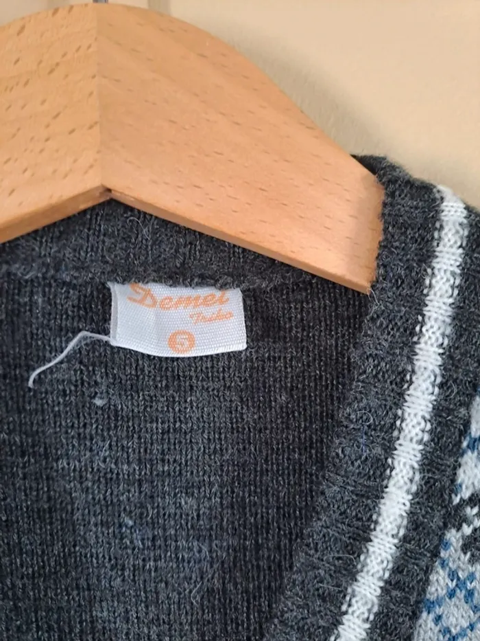 Pull sans manche bleu gris garçon deMetz 5 ans taille plus 6-ans tbe - photo numéro 2