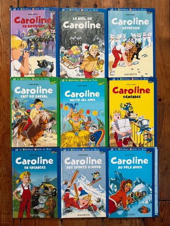 Etat moyen - Lot de 9 livres Caroline bd bibliothèque Hachette des petits cheval Amérique Noël