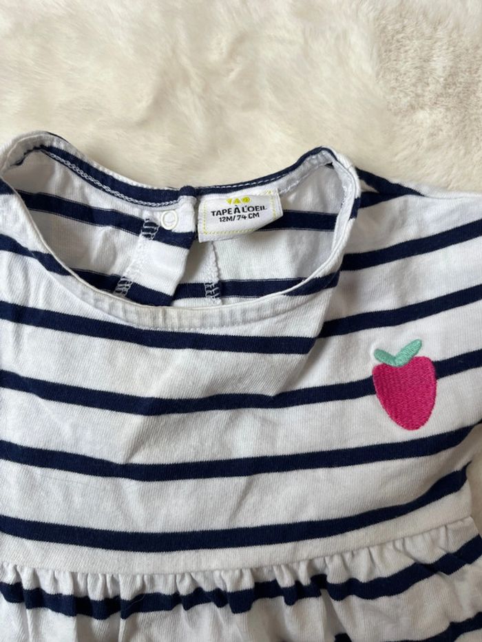 Robe marinière 12 mois bébé fille - photo numéro 2