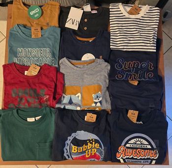 NEUFS (TOUS NON PORTÉS) 🏷💙superbe  lot Tee-shirts ML 4 ans garçon