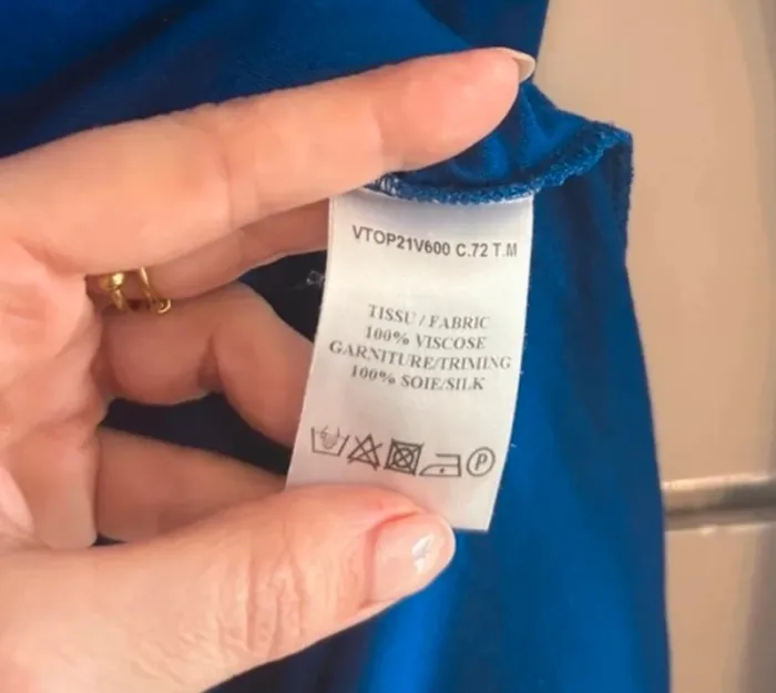 Zapa t-shirt, haut blouse manches longues bleu vif en soie et coton. Taille M/38. - photo numéro 3