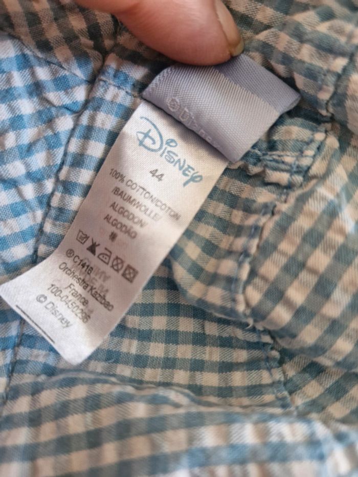 Bob bébé garçon Mickey taille 44 Disney beige vichy bleu clair coton - photo numéro 4