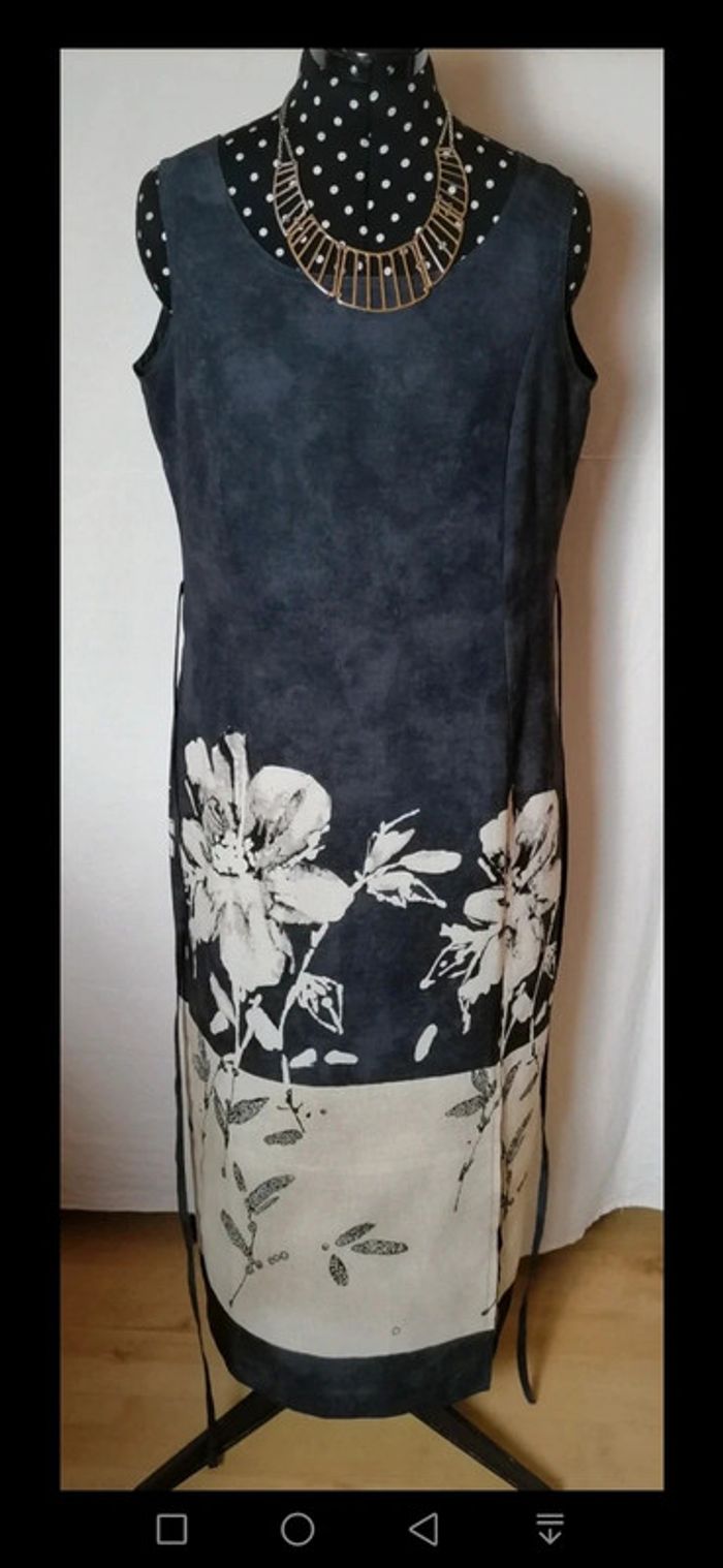 Robe longue d'été fleurs noir crème Taille L Christian Marry - photo numéro 7