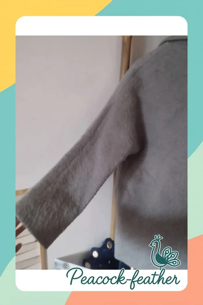 Manteau gris laine bouillie TU - photo numéro 4
