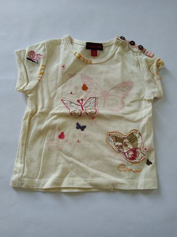 tee shirt manches courtes crème beige catimini fille 3 mois