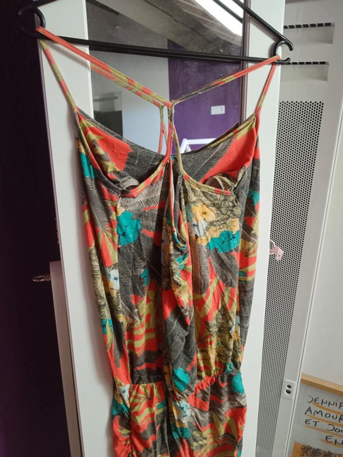 Robe d'été orange fleurie dos croisé et ouvert - photo numéro 3